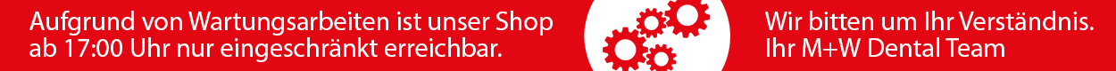 Aufgrund von Wartungsarbeiten ist unser Shop ab 17 Uhr nur eingeschränkt erreichbar. Wir bitte um Ihr Verständnis. Ihr M+W Dental-Team.