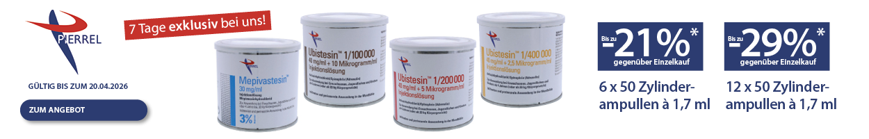 Pierrel - Ubistesin & Mepivastesin - bis zu 31% sparen! Nur für kurze Zeit - bis 20.04.2026 sparen!