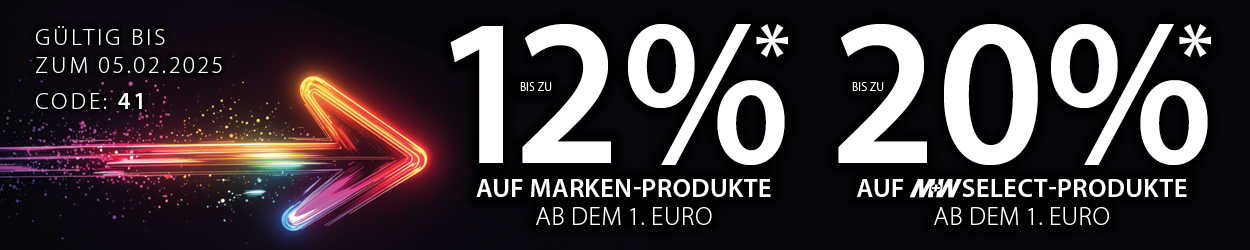 10% + 2%* auf Markenprodukte & 18%+2% auf M+W SELECT - Ihr Rabattcode 