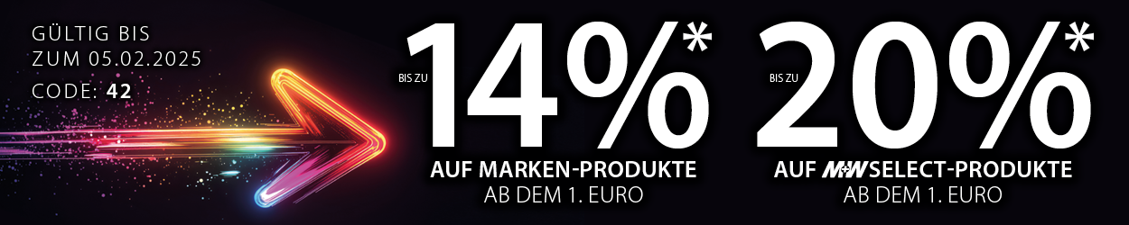 12% + 2%* auf Markenprodukte & 18%+2% auf M+W SELECT - Ihr Rabattcode 