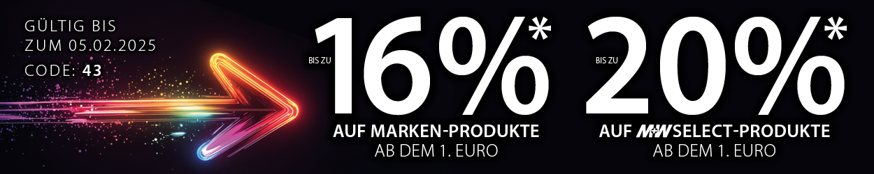 14% + 2%* auf Markenprodukte & 18%+2% auf M+W SELECT - Ihr Rabattcode 